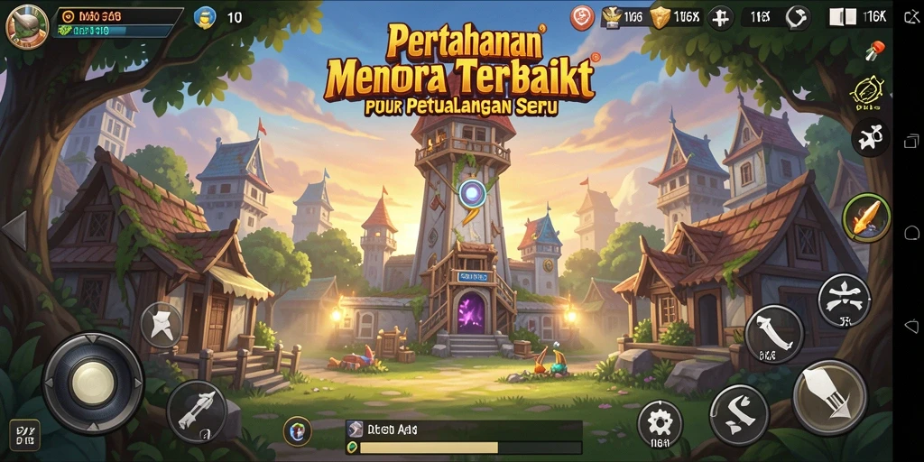Tangkapan layar menunjukkan gameplay menantang di 116X dengan menara strategis.