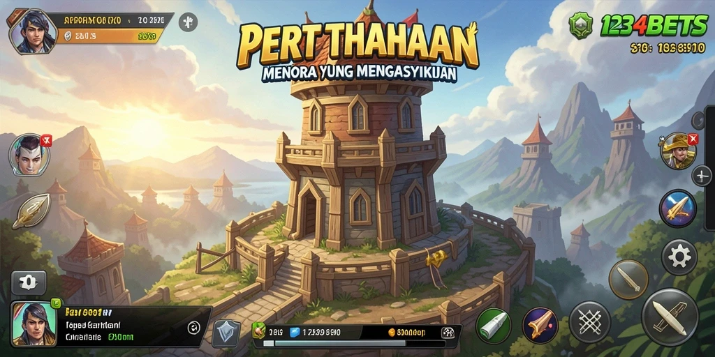 Tampilan gameplay Tower Defense yang mendebarkan di 1234BETS.