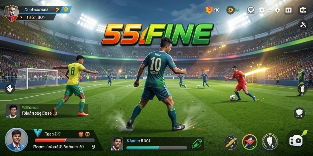 Screenshot gameplay 55FIVE yang menunjukkan aksi olahraga seru.