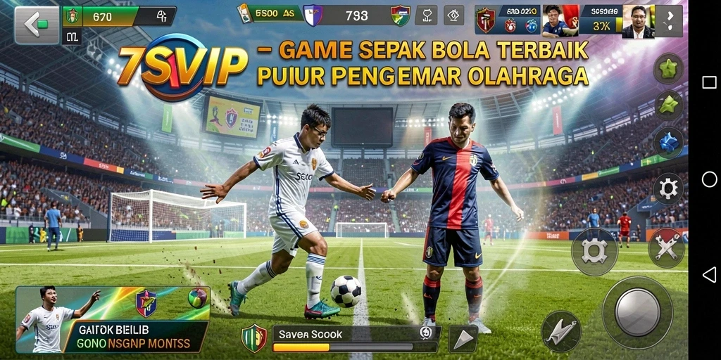 Tangkapan layar gameplay 7SVIP menampilkan aksi sepak bola yang mendebarkan.