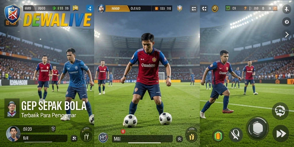 Tampilan dinamis gameplay sepak bola DEWALIVE.