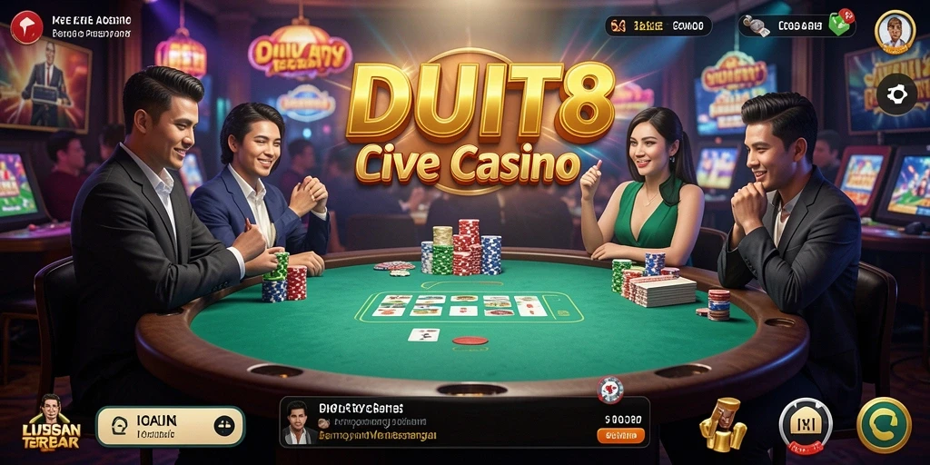 Tampilan gameplay nyata di <strong>DUIT8</strong> dengan dealer langsung dan permainan seru.