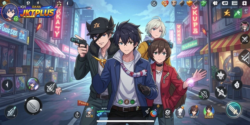 Gameplay JKTPLUS menampilkan pertarungan anime yang dinamis dan menarik.