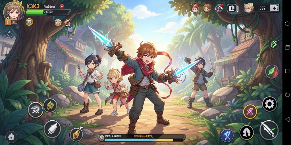 Tampilan menarik gameplay K3K3 dengan karakter Anime yang menawan.