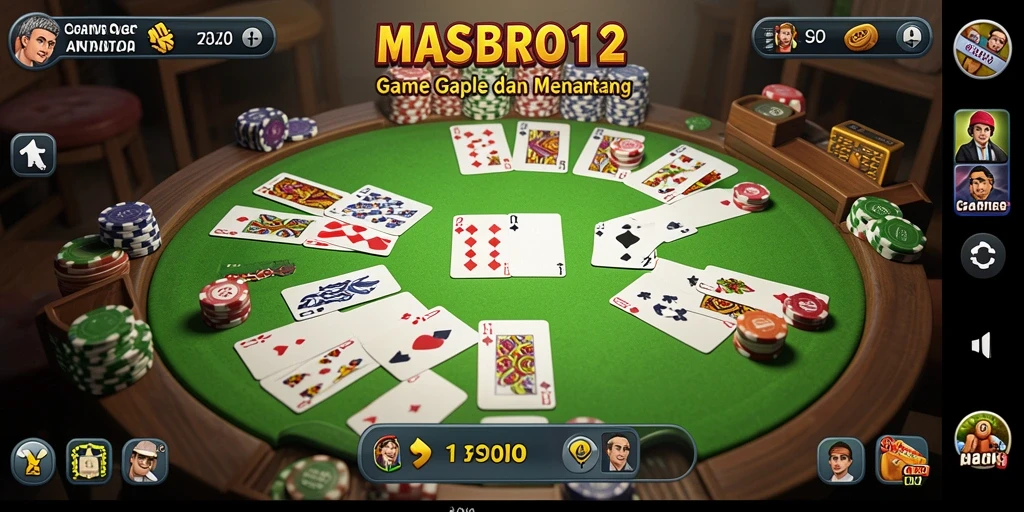 Tampilan gameplay seru di <strong>MASBRO12</strong> yang menawarkan pengalaman Gaple mendebarkan.