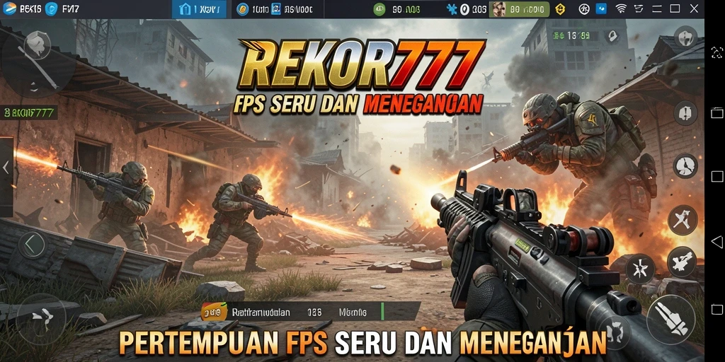 Tampilan gameplay menegangkan di <strong>REKOR777</strong> dengan aksi tembak-tembakan yang intens.
