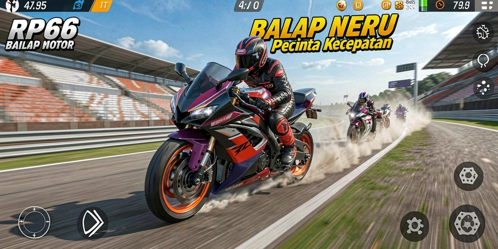 Tampilan seru balapan motor di RP66 dengan grafis memukau.