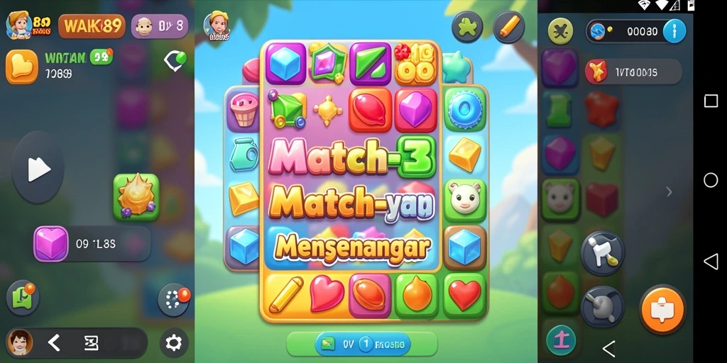Screenshot gameplay WAK89 yang menunjukkan keseruan permainan Match-3.