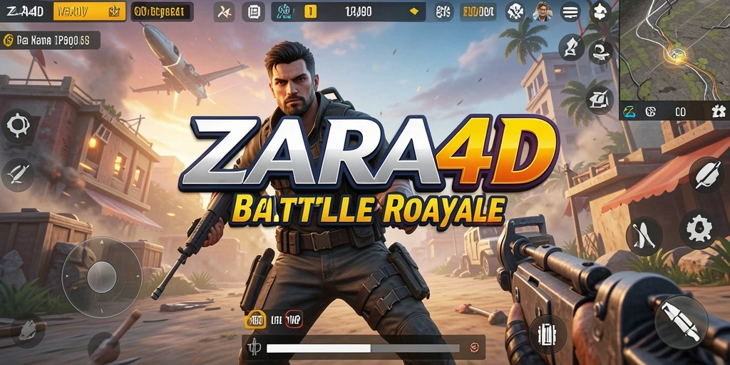 Screenshot gameplay ZARA4D menampilkan aksi seru Battle Royale.