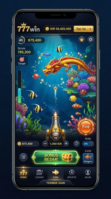 Tampilan utama aplikasi 777win yang menarik.
